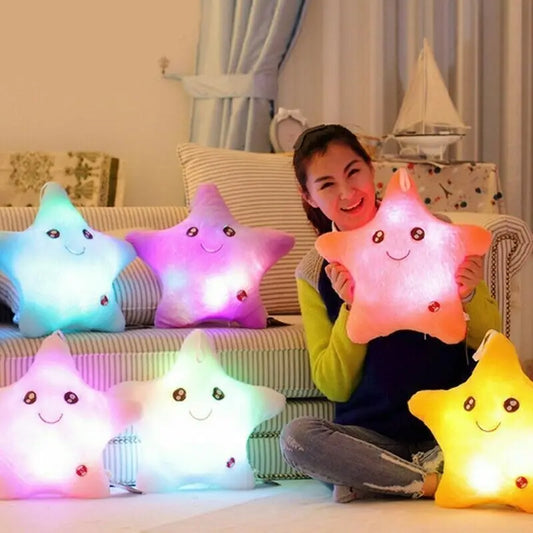 Oreiller étoile lumineuse LED coloré, jouet en peluche étoile à cinq branches, coussin de canapé-lit, coussin de taille, cadeau d'anniversaire